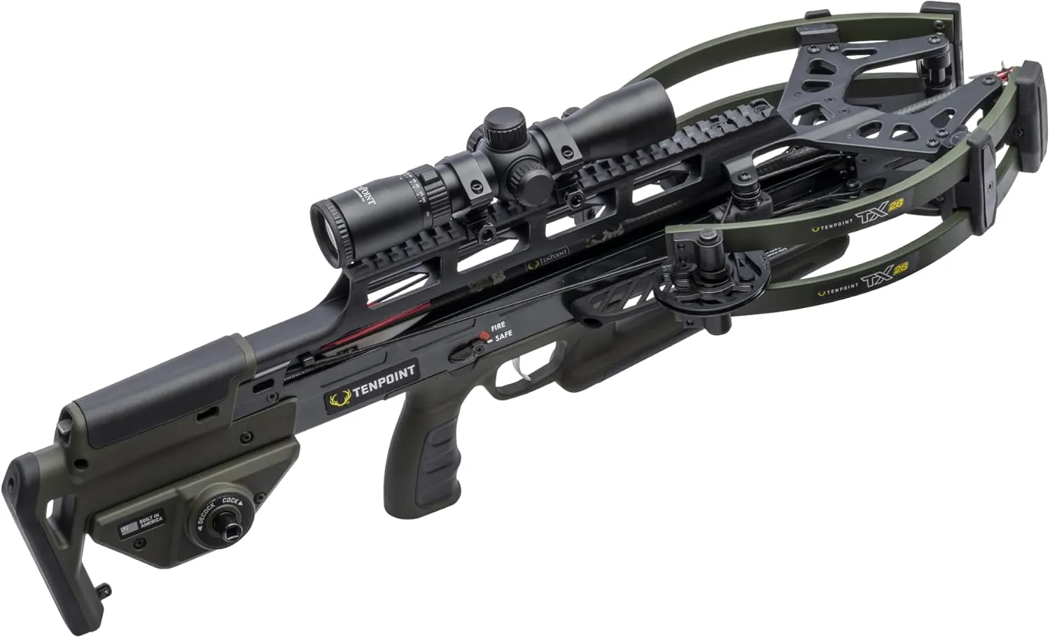 TX 28 Crossbow, Moss Green - 410 FPS - Equipped with 100-Yard RangeMaster Scope, ACUslide MAXX Cocking & De-Cocking System   TriggerTech Trigger