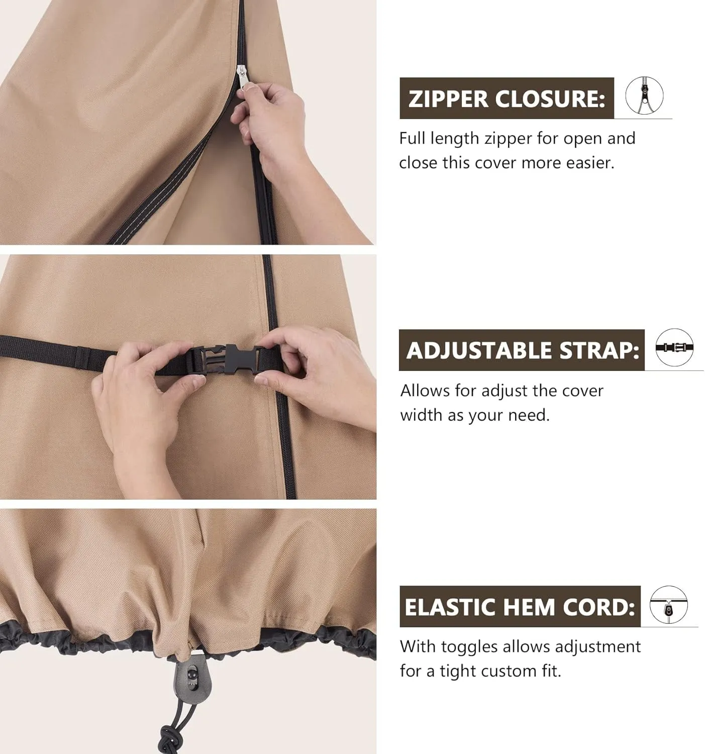 ULTCOVER Patio Parasol 600D Waterproof Outdoor Offset Banana Style Umbrella Cover - Fits Cantilever Offset Umbrella 12-14 Feet