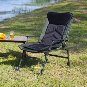 Ultimate Comfort with Portable Folding Reclining Camping Chair, Adjustable Backrest for Outdoor Activities, Green and Black
