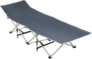 Ultra-Compact Foldable Camping Cot for Adults - Portable Folding Chaise Lounge Chair, Perfect for Indoor, Outdoor & Travel Use - Reclining Camp Bed with Comfortable Black