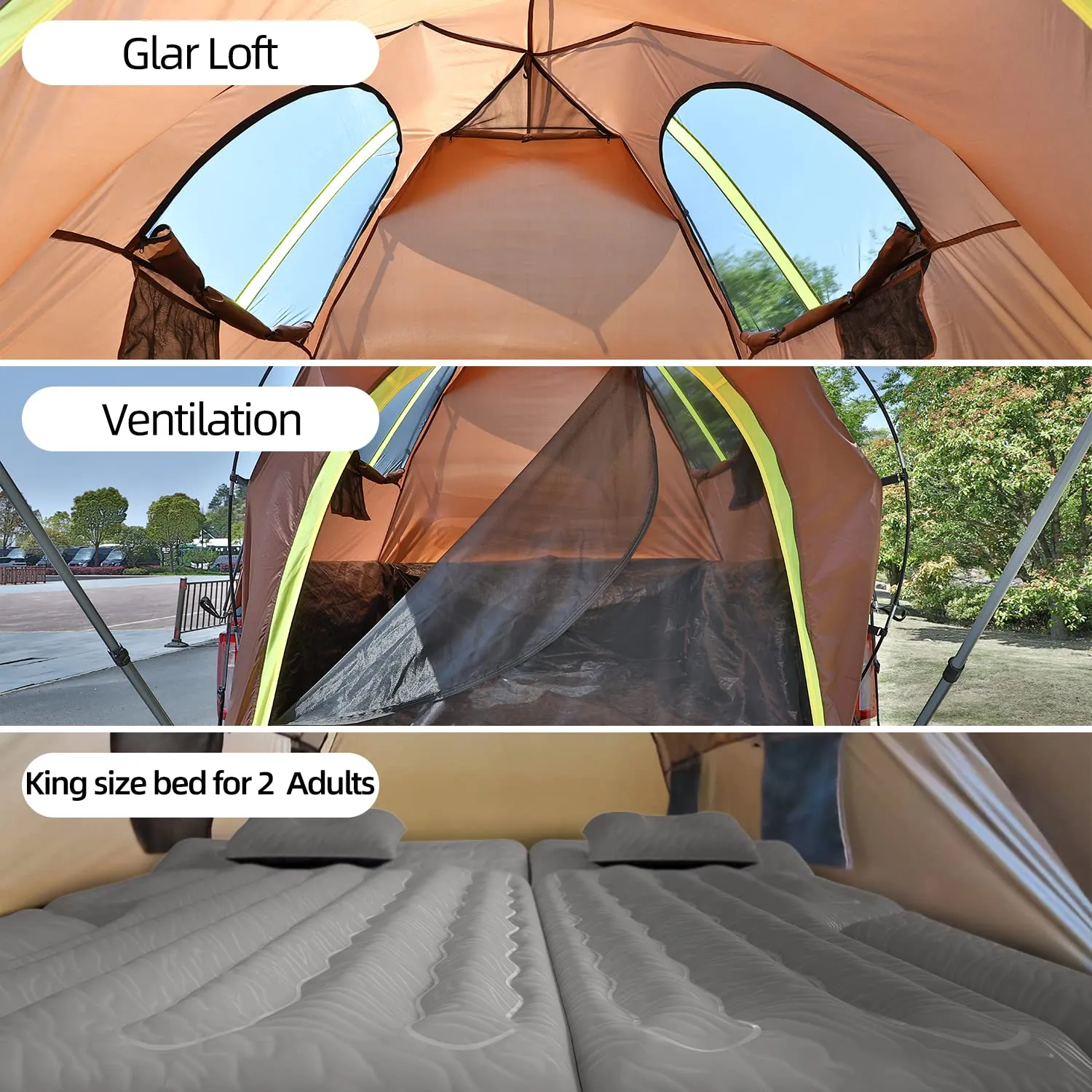 Umbrauto Truck Tent Waterproof PU3000 Truck Bed Tent Double Layer 5.5-5.8’Ft Pickup Truck Tent for 2 Person Outdoor Camping with Removable Awning & Carry Bag