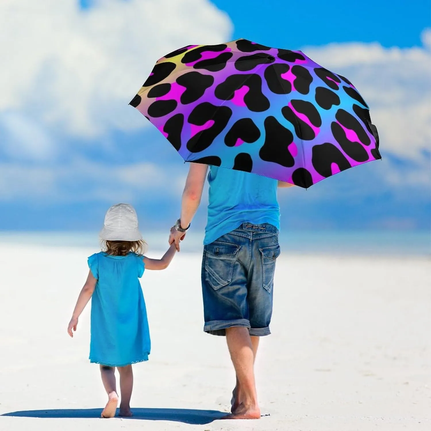 Unisex Womens Mens Compact Travel Auto Open Close Foldable Umbrella, Windproof, Sun and Rain Proof Water Resistant Canopy