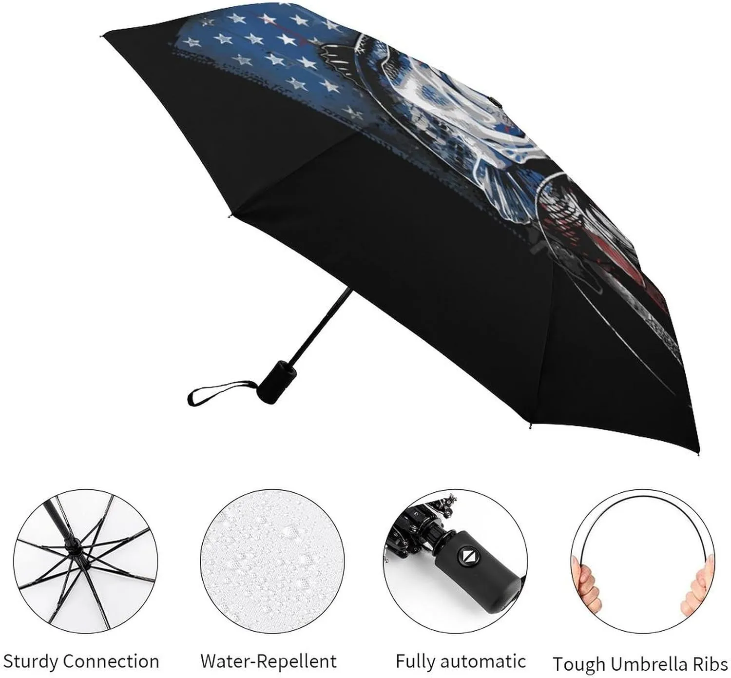 Unisex Womens Mens Compact Travel Auto Open Close Foldable Umbrella, Windproof, Sun and Rain Proof Water Resistant Canopy