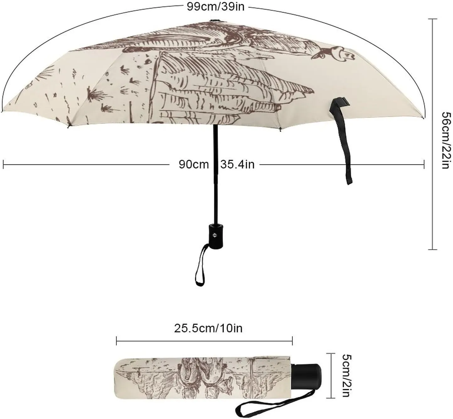 Unisex Womens Mens Compact Travel Auto Open Close Foldable Umbrella, Windproof, Sun and Rain Proof Water Resistant Canopy