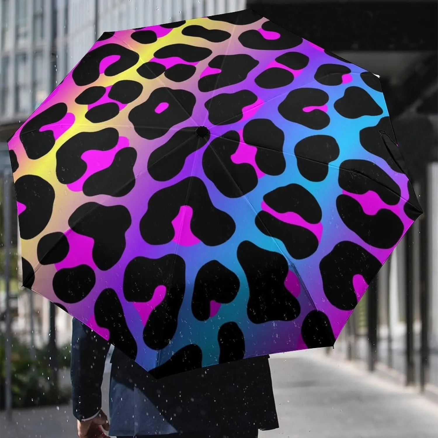 Unisex Womens Mens Compact Travel Auto Open Close Foldable Umbrella, Windproof, Sun and Rain Proof Water Resistant Canopy