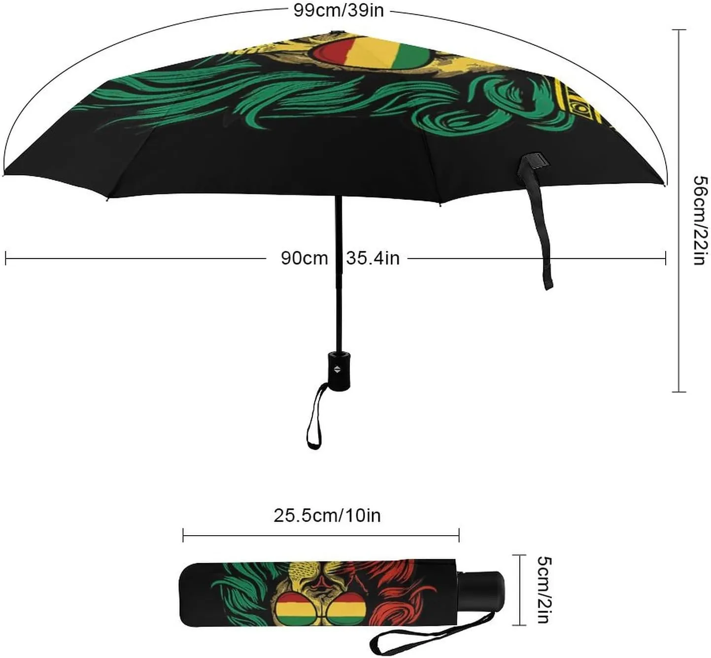 Unisex Womens Mens Compact Travel Auto Open Close Foldable Umbrella, Windproof, Sun and Rain Proof Water Resistant Canopy