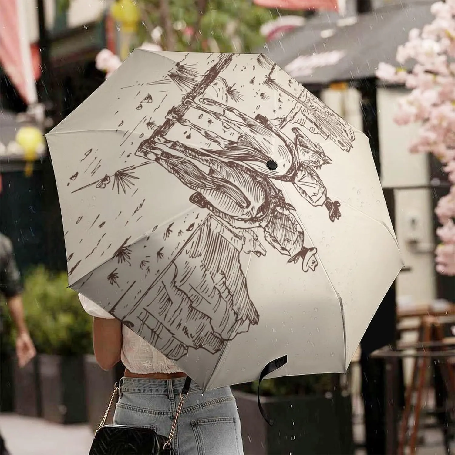 Unisex Womens Mens Compact Travel Auto Open Close Foldable Umbrella, Windproof, Sun and Rain Proof Water Resistant Canopy