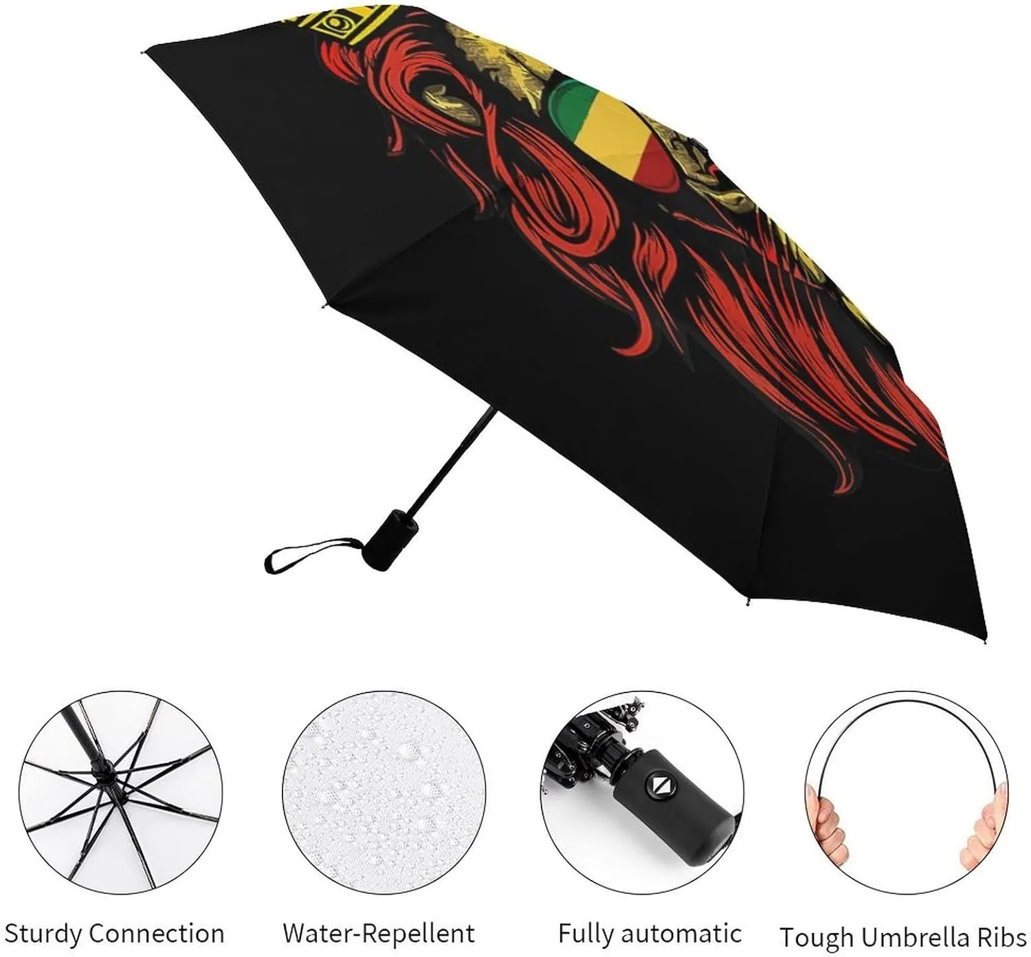 Unisex Womens Mens Compact Travel Auto Open Close Foldable Umbrella, Windproof, Sun and Rain Proof Water Resistant Canopy