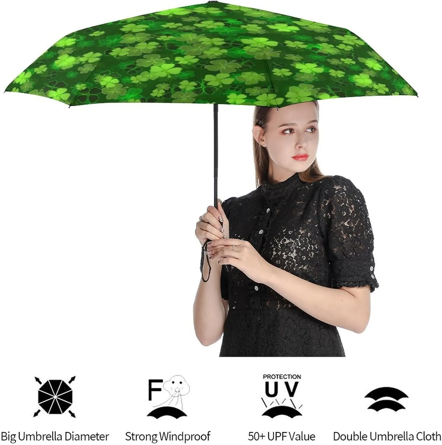 Unisex Womens Mens Compact Travel Auto Open Close Foldable Umbrella, Windproof, Sun and Rain Proof Water Resistant Canopy