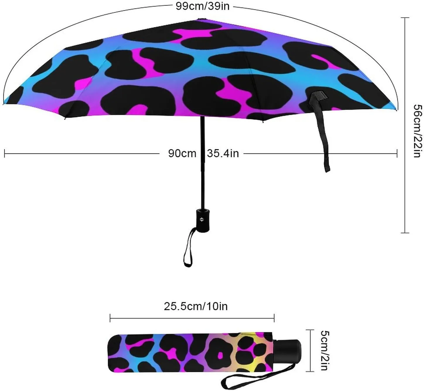Unisex Womens Mens Compact Travel Auto Open Close Foldable Umbrella, Windproof, Sun and Rain Proof Water Resistant Canopy