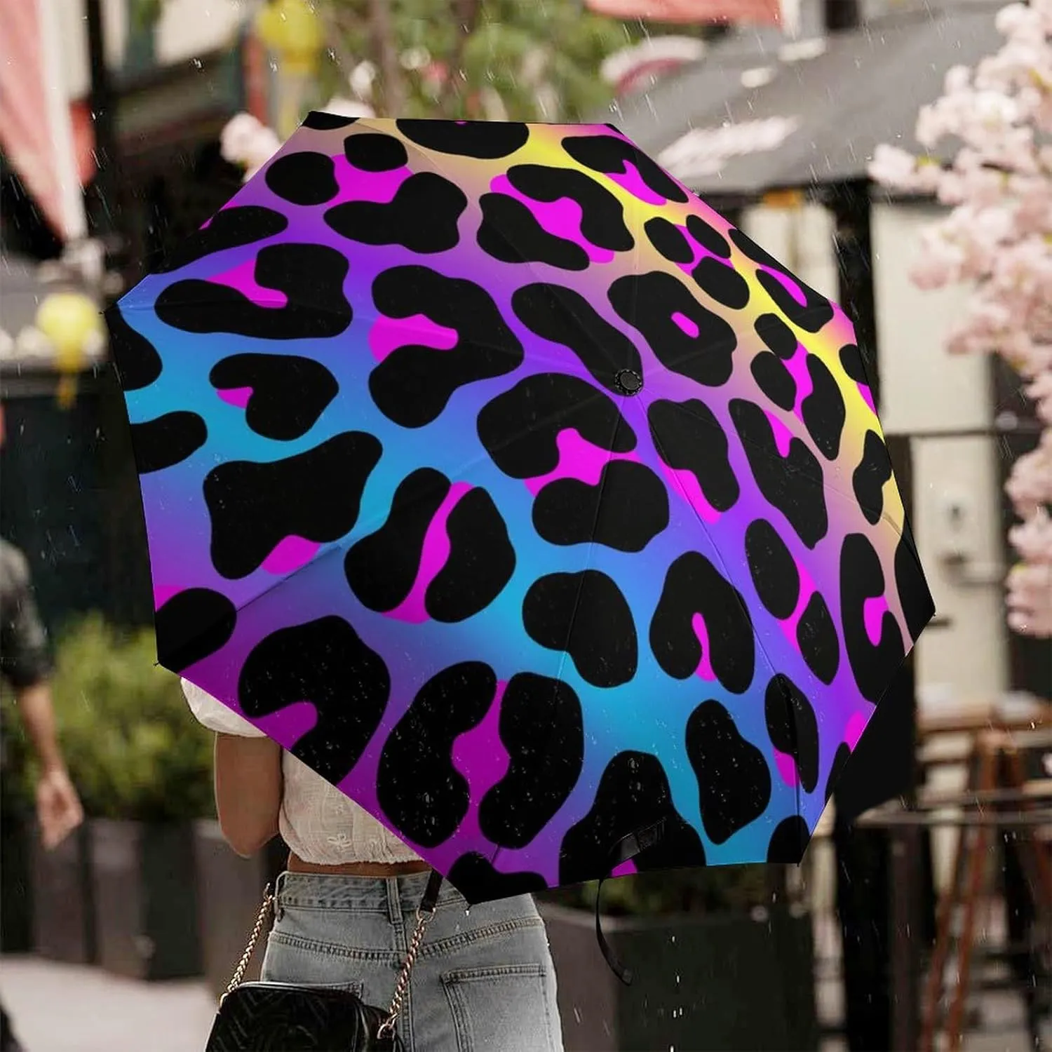 Unisex Womens Mens Compact Travel Auto Open Close Foldable Umbrella, Windproof, Sun and Rain Proof Water Resistant Canopy