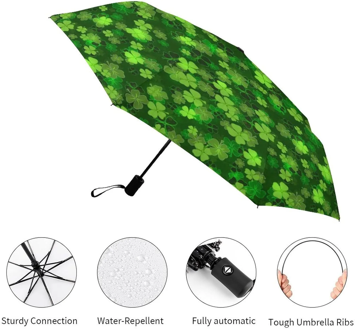Unisex Womens Mens Compact Travel Auto Open Close Foldable Umbrella, Windproof, Sun and Rain Proof Water Resistant Canopy