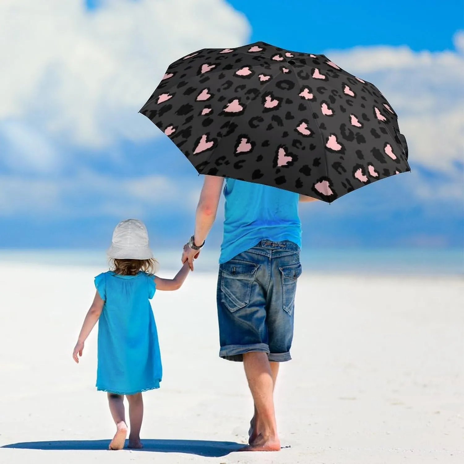 Unisex Womens Mens Compact Travel Auto Open Close Foldable Umbrella, Windproof, Sun and Rain Proof Water Resistant Canopy