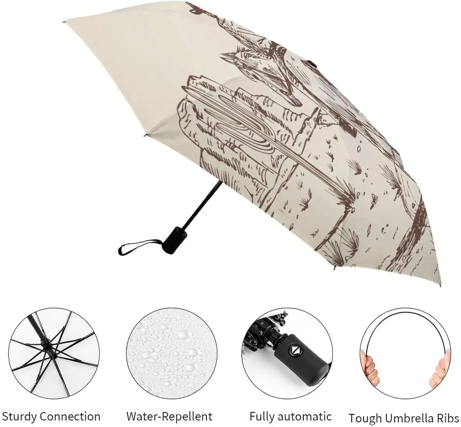 Unisex Womens Mens Compact Travel Auto Open Close Foldable Umbrella, Windproof, Sun and Rain Proof Water Resistant Canopy