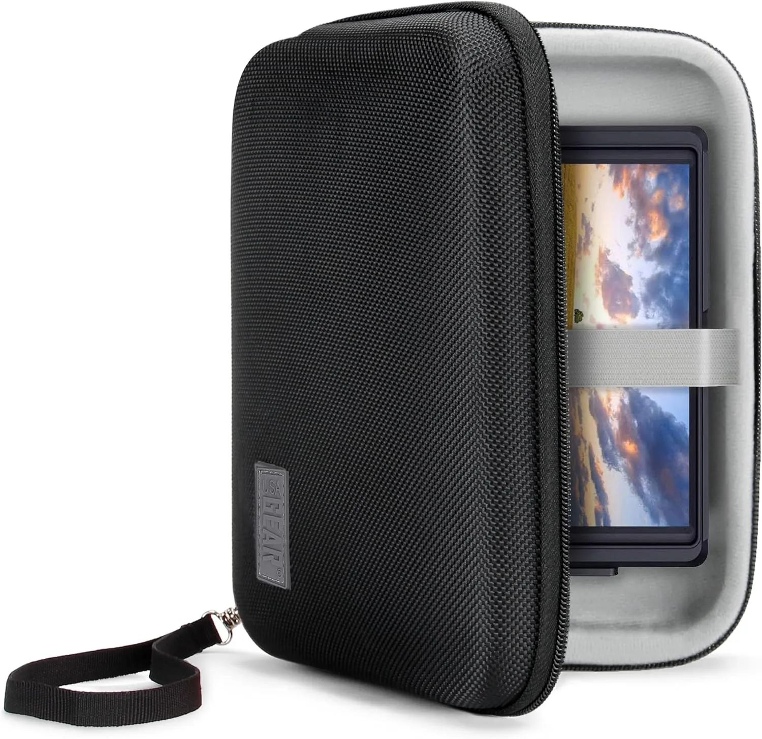 USA Gear 7.5 Inch Hard Shell Camera Monitor Case - Portable Video Monitor Bag Compatible with Feelworld Monitor, Atomos, SmallHD Focus, Shinobi SDI, Lilliput A7s, and More Video Monitors (Black)