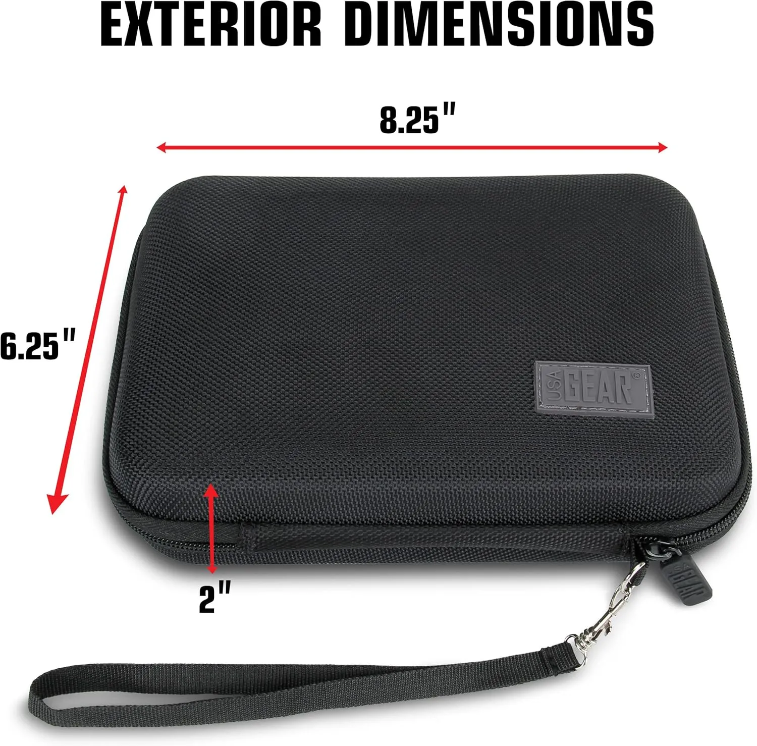 USA Gear 7.5 Inch Hard Shell Camera Monitor Case - Portable Video Monitor Bag Compatible with Feelworld Monitor, Atomos, SmallHD Focus, Shinobi SDI, Lilliput A7s, and More Video Monitors (Black)