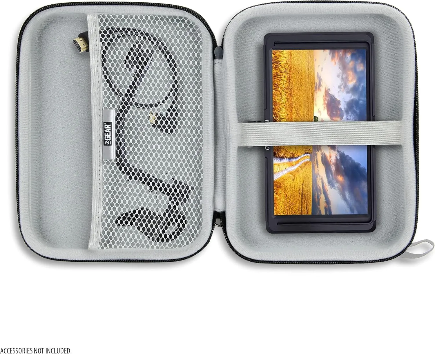 USA Gear 7.5 Inch Hard Shell Camera Monitor Case - Portable Video Monitor Bag Compatible with Feelworld Monitor, Atomos, SmallHD Focus, Shinobi SDI, Lilliput A7s, and More Video Monitors (Black)
