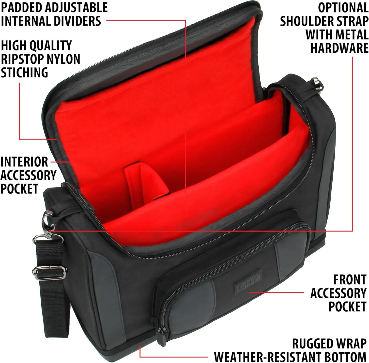 USA GEAR Compact Travel Bag Compatible with Dungeons and Dragons Accessories - Small DND Bag fits RPG Player Essentials, Player's Handbook, Character Sheets, Dice, Tokens, & Mini Player Items (Red)