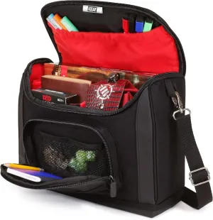 USA GEAR Compact Travel Bag Compatible with Dungeons and Dragons Accessories - Small DND Bag fits RPG Player Essentials, Player's Handbook, Character Sheets, Dice, Tokens, & Mini Player Items (Red)