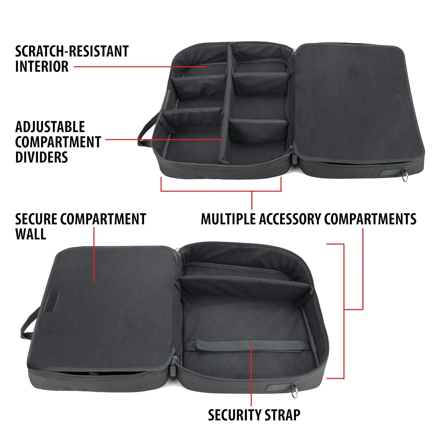 USA Gear Large Hairstylist Traveling Bag - Hair Salon Case - Customizable Interior with Adjustable Dividers - Fit All Hair Equipment Blow Dryer, Barber Tools, Curling Iron, Brushes (Black)