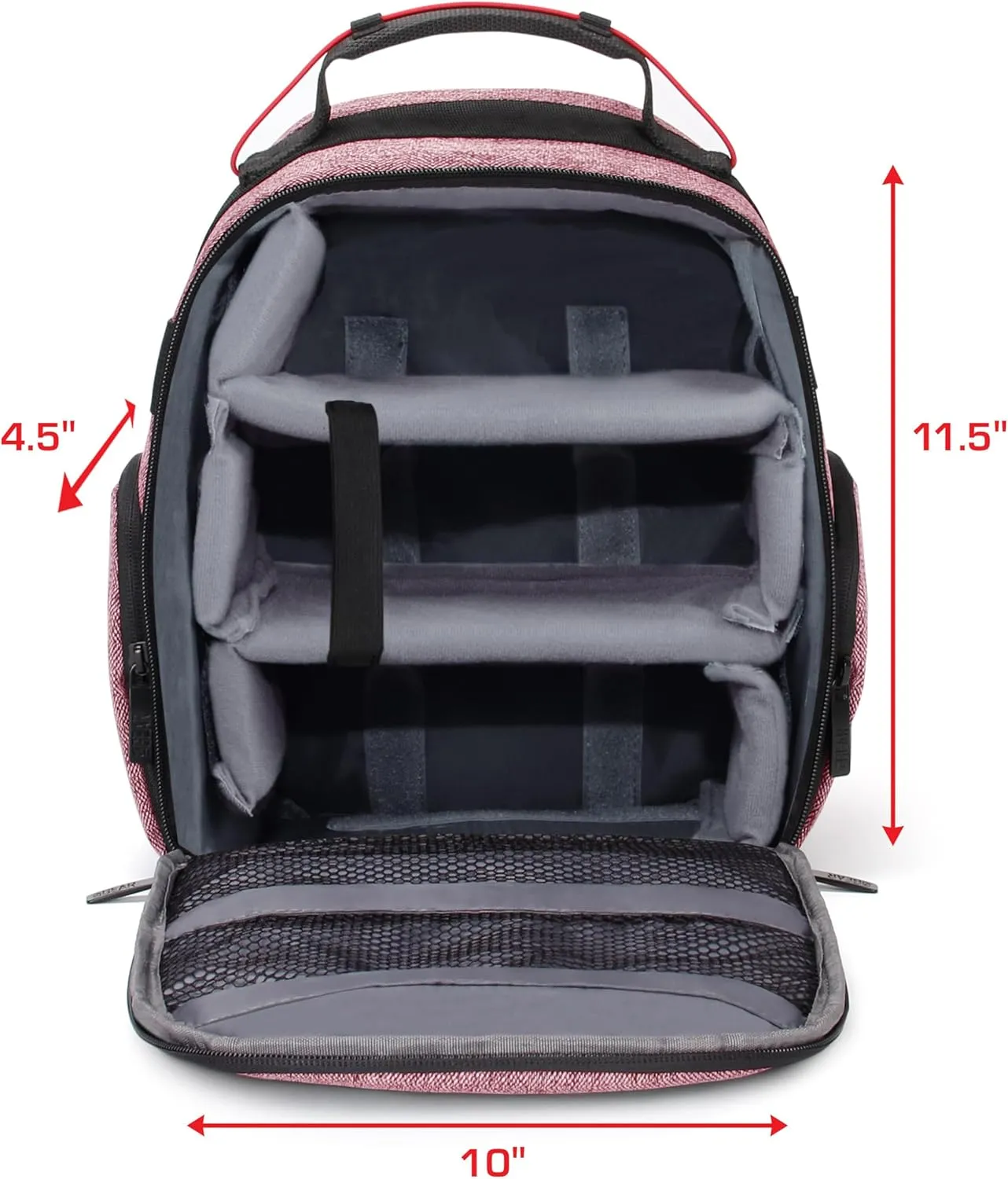 USA GEAR VR Headset Case - Virtual Reality Backpack with Customizable Interior Compartments Compatible with VR Gaming Headset, Controllers, and More Virtual Reality Gaming Accessories - Red