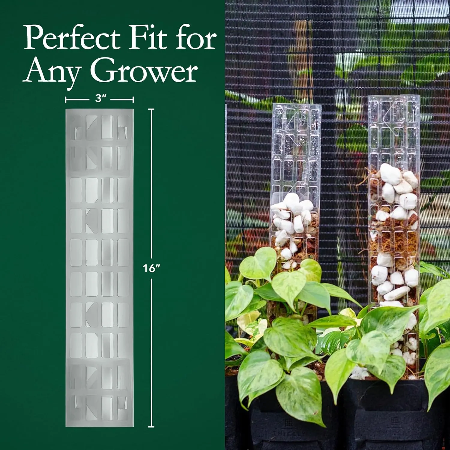 V2 Medium GrowPole - Stackable Plastic Moss Poles for Climbing Plants, Monstera Plant Support-Plant Climbing Pole, DIY Plant Sticks Support. Works for Philodendron and Anthuriums - 5 Pcs