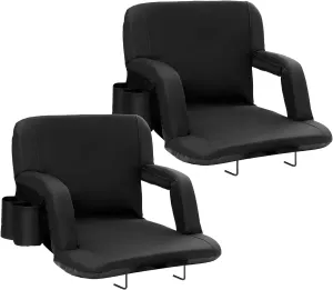 VEVOR Stadium Seat with Back Support, Wide Bleacher Seat Back, Folding Portable Padded Reclining Chair with Hook Pocket Cupholder, Ideal for Sport Event Beach Camping Concert