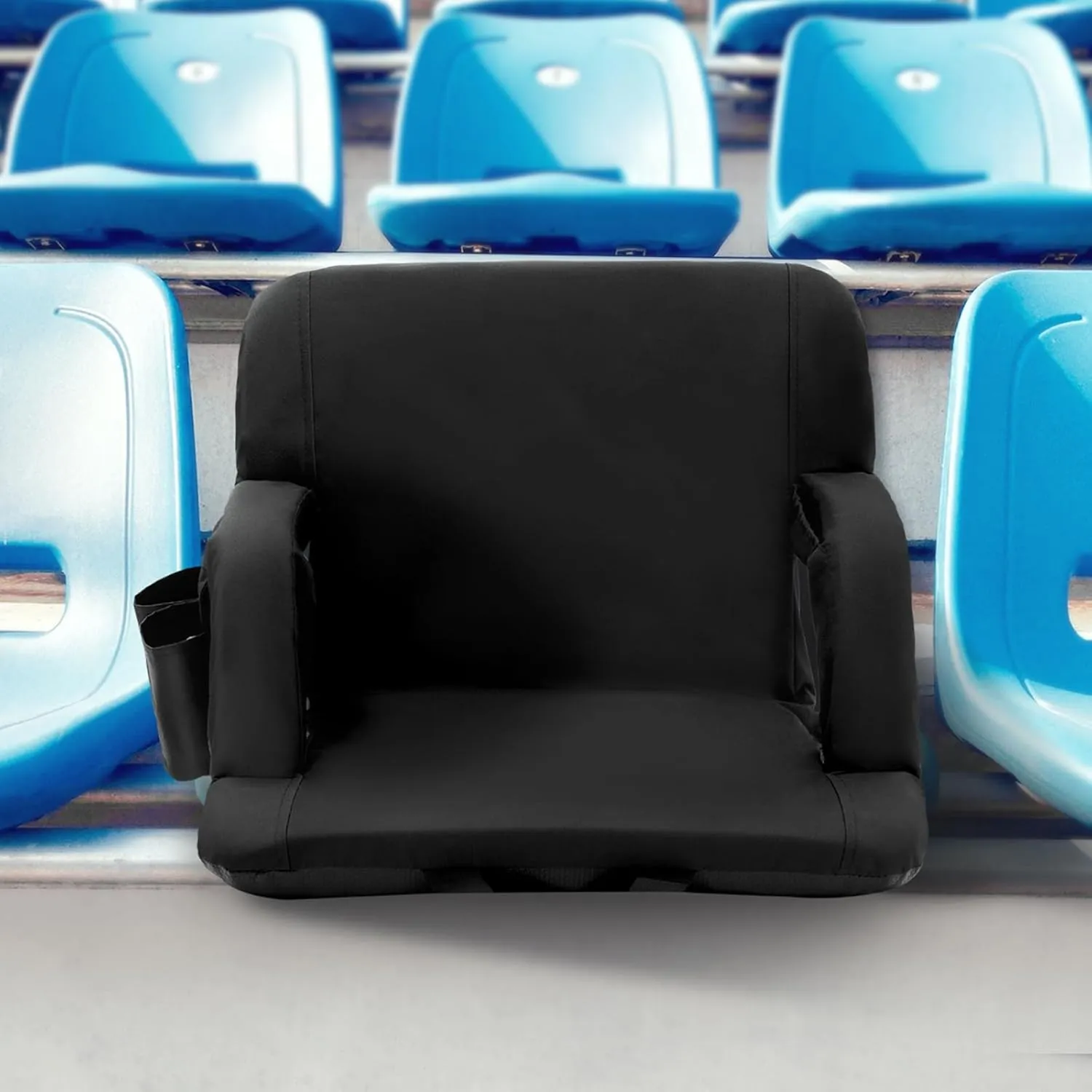 VEVOR Stadium Seat with Back Support, Wide Bleacher Seat Back, Folding Portable Padded Reclining Chair with Hook Pocket Cupholder, Ideal for Sport Event Beach Camping Concert