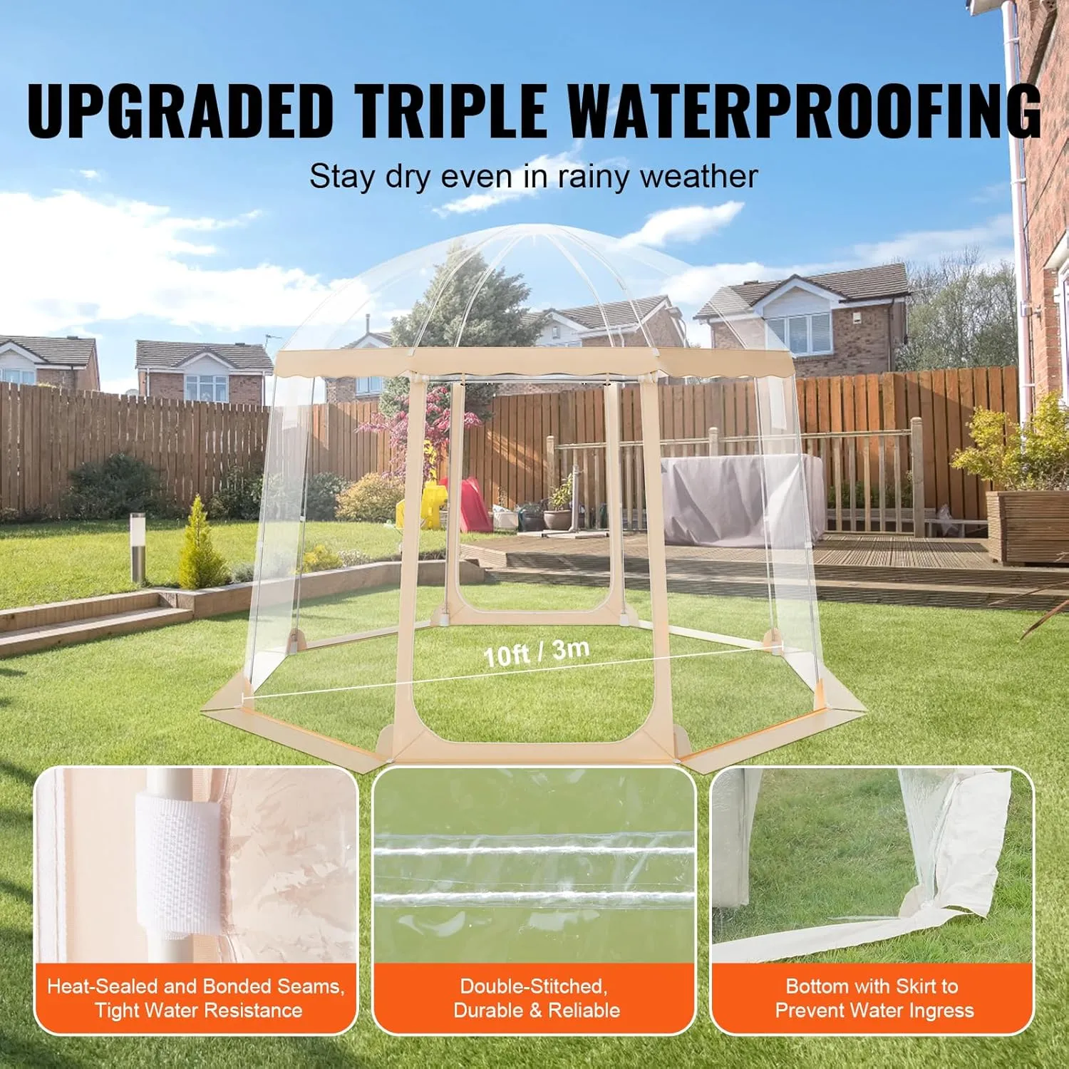 VEVOR Upgraded Pop Up Bubble Tent for 4-8 People, Need Simple Assembly - 10x9.2ft Large Outdoor Clear Bubble Tent Dome, Weatherproof Clear Tent Shelter for Outdoor Activities, Events, and Parades
