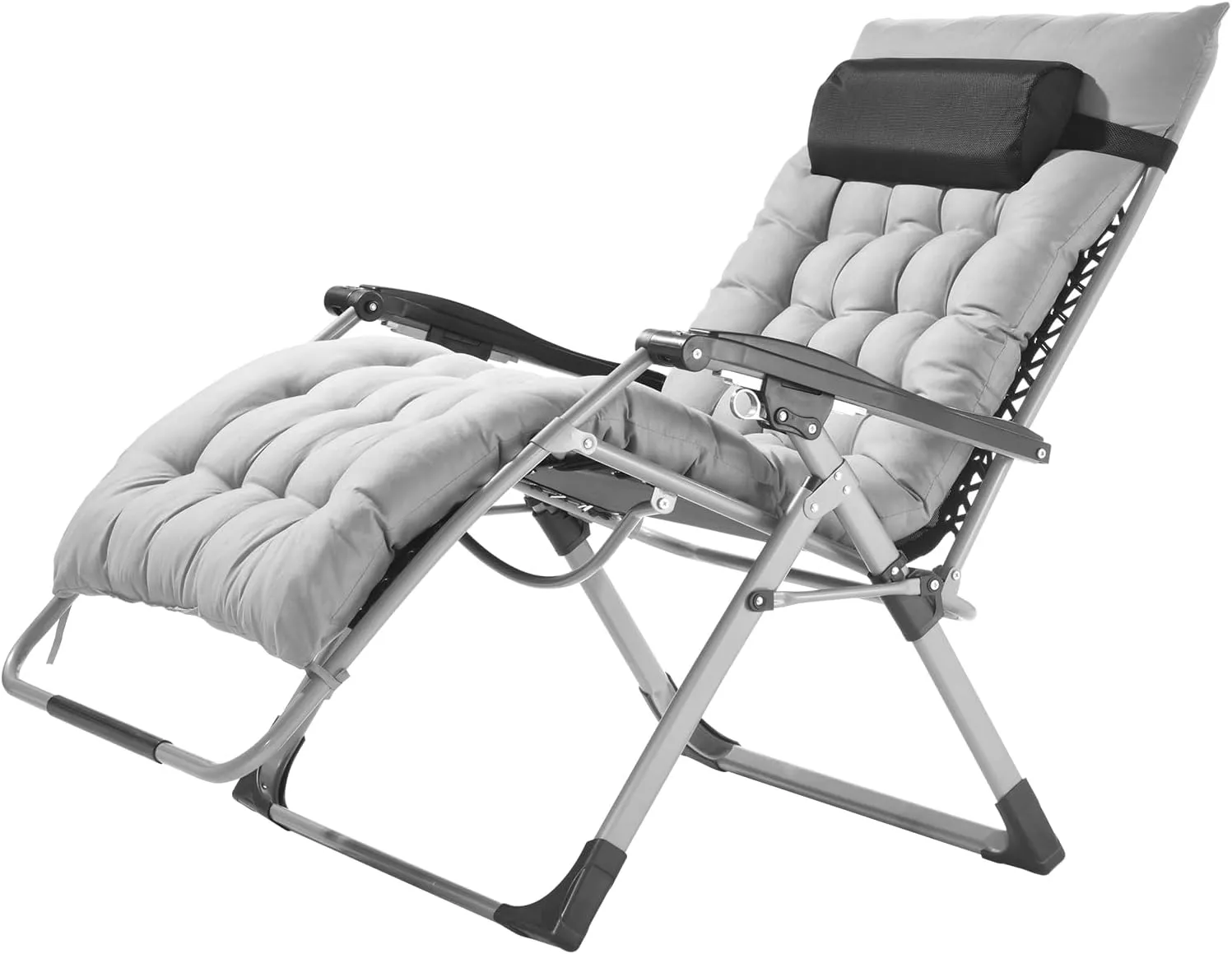 VEVOR Zero Gravity Chair, 33 inch Zero Gravity Recliner Lounge Chair for Indoor and Outdoor, Adjustable Anti Gravity Chair with Cushion, Headrest, Footrest, and Cupholder, 500 lbs, Gray