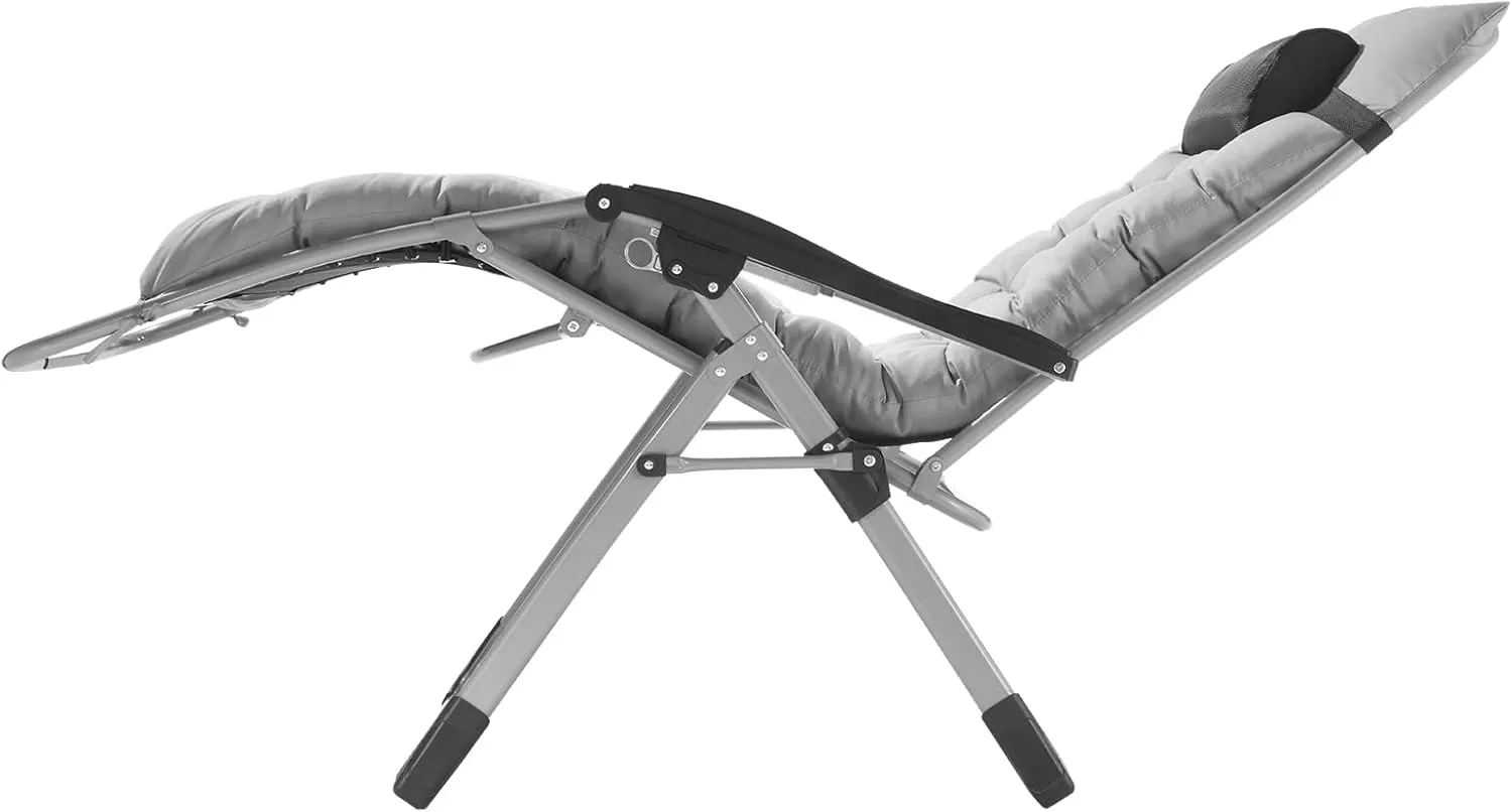 VEVOR Zero Gravity Chair, 33 inch Zero Gravity Recliner Lounge Chair for Indoor and Outdoor, Adjustable Anti Gravity Chair with Cushion, Headrest, Footrest, and Cupholder, 500 lbs, Gray