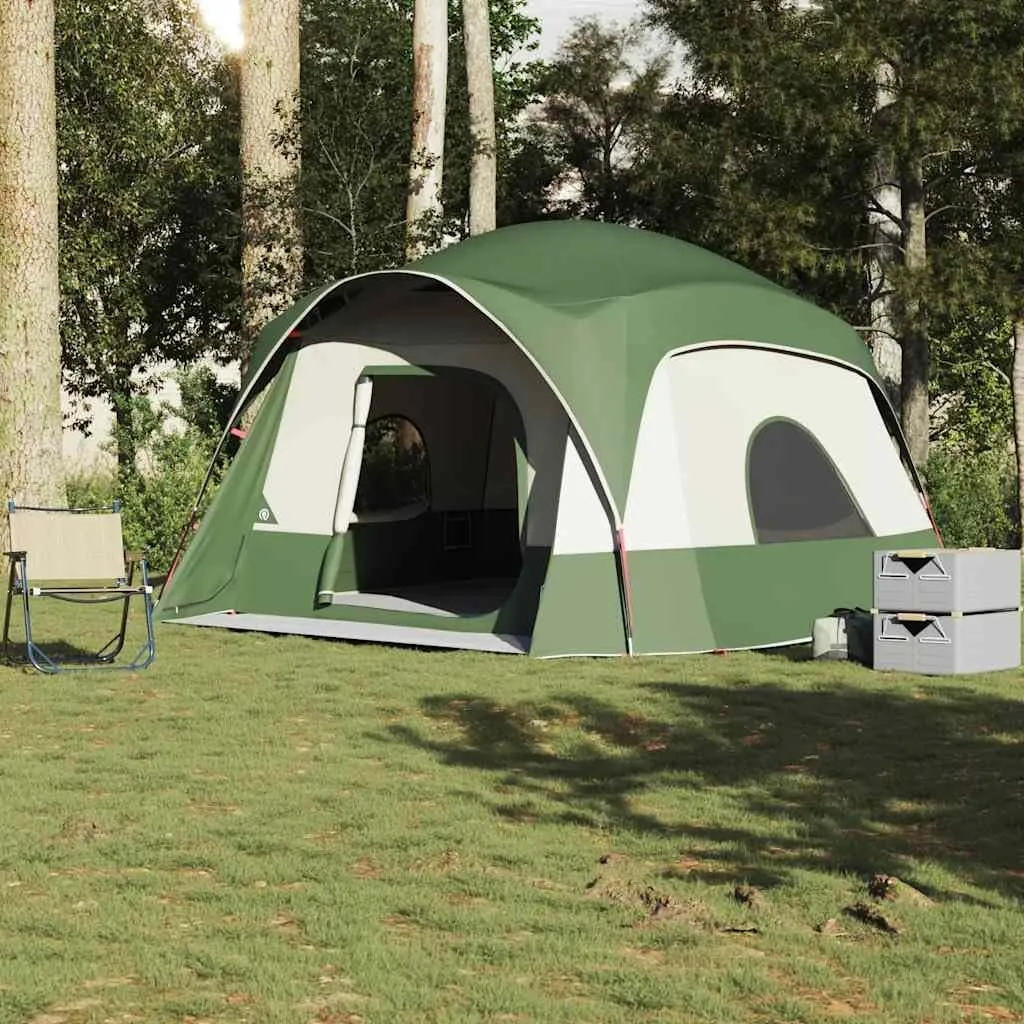 vidaXL Family Tent - 6 Person Cabin - Green 185t Polyester with pu Coating - Waterproof Camping shelter - 322/368 x 145.7 x 82.7 inches - Portable with e-Port and Storage Pockets - for Outdoor use