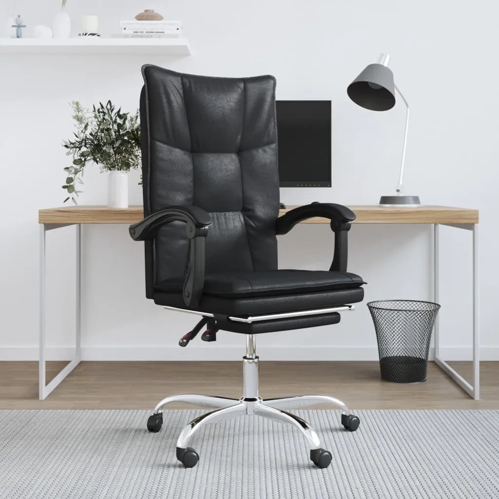 vidaXL Reclining Office Chair Black Faux Leather