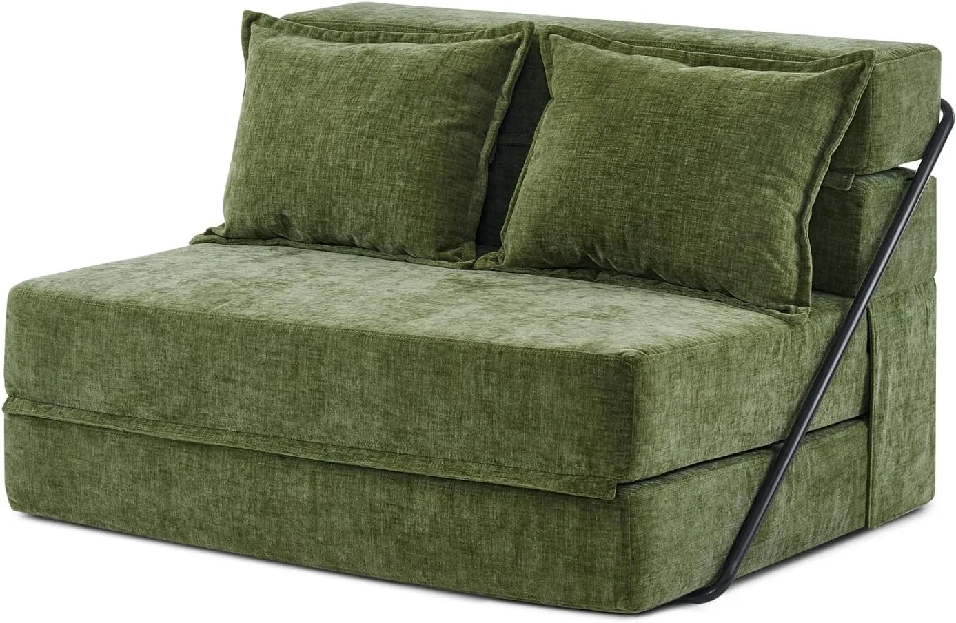 VINGLI Futon Sofa Bed Sleeper Sofa Chair Bed Floor Sofa Twin Small Couch Folding Mattress Couches for Living Room Floor Chair Freestanding RV Futon Couch for Indoor and Outdoor (Olive Green)