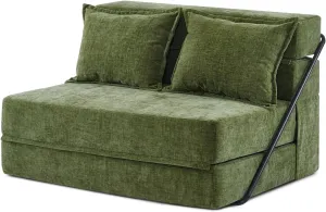 VINGLI Futon Sofa Bed Sleeper Sofa Chair Bed Floor Sofa Twin Small Couch Folding Mattress Couches for Living Room Floor Chair Freestanding RV Futon Couch for Indoor and Outdoor (Olive Green)