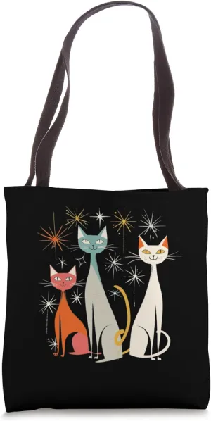 Vintage Retro Mid-Century Modern Look Cats 50s 60s Style Tote Bag