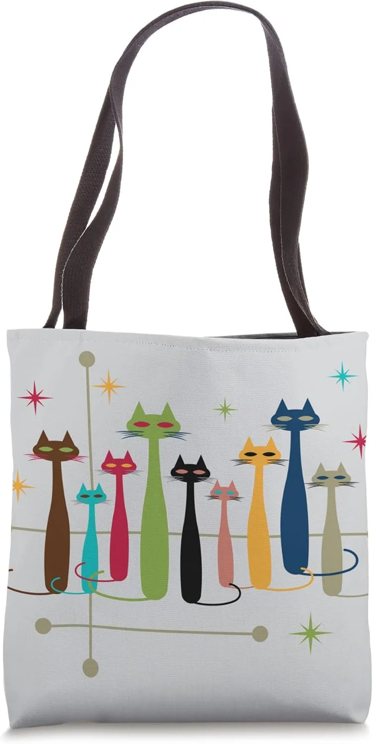 Vintage Retro Mid-Century Modern Look Cats 50s 60s Style Tote Bag