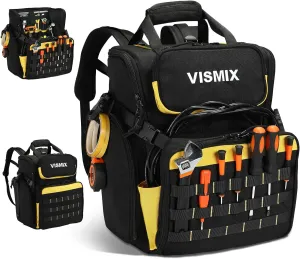 VISMIX Tool Backpack, Large Tool Bag Backpack for Men Heavy Duty HVAC Tool Backpack Bag for Construction Eelectrician Woodworking