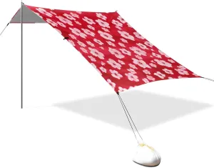 Vivid Flowers Red Beach Tent Sun Shelter Set, UPF50  UV Protection 10.5 x 9.19 FT Camping Shade Canopy with Sandbags, Sand Anchors, Carrying Bag, and Others