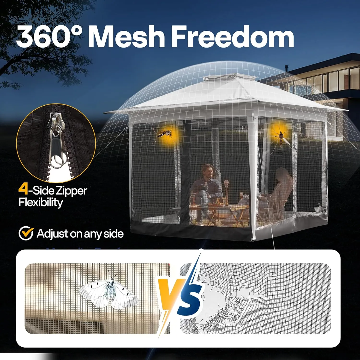 VIVOHOME Pop Up Gazebo 10x10ft Outdoor Canopy Tent with Mosquito Netting & 2 Tiers Roof for Patio Garden Backyard, Grey