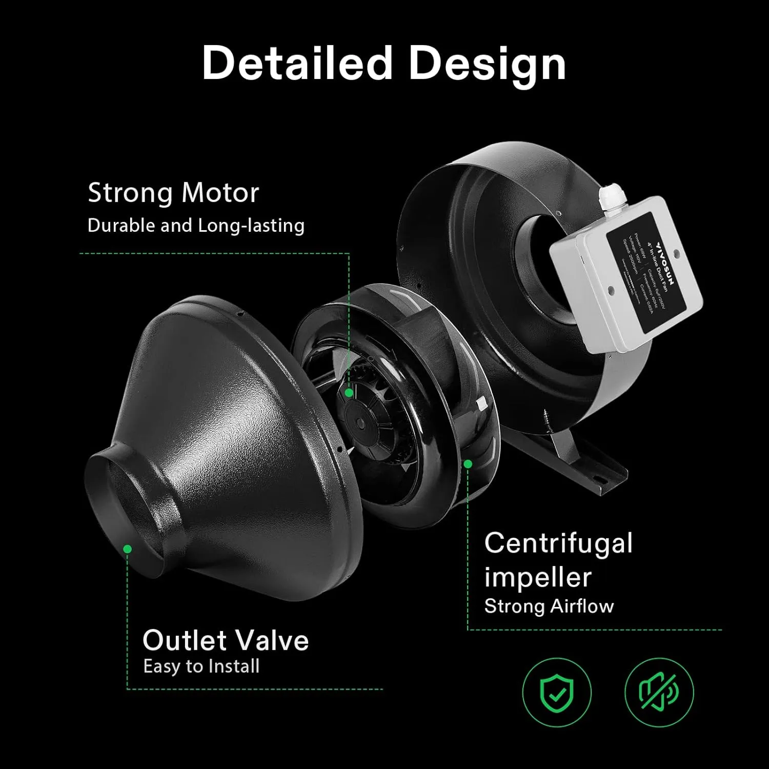 VIVOSUN 6 Inch 440 CFM Inline Fan with Speed Controller, 6 Inch Carbon Filter and 8 Feet of Ducting, Air Filtration Combo for Grow Tent Ventilation