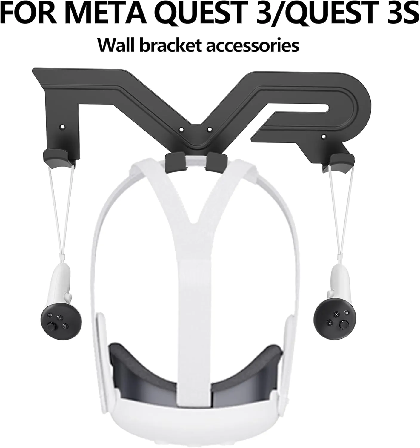 VR All-in-one Wall-Mounted Bracket for Meta Quest 3/2/3s, Universal Model for Convenient Storage of VR Glasses (Black)