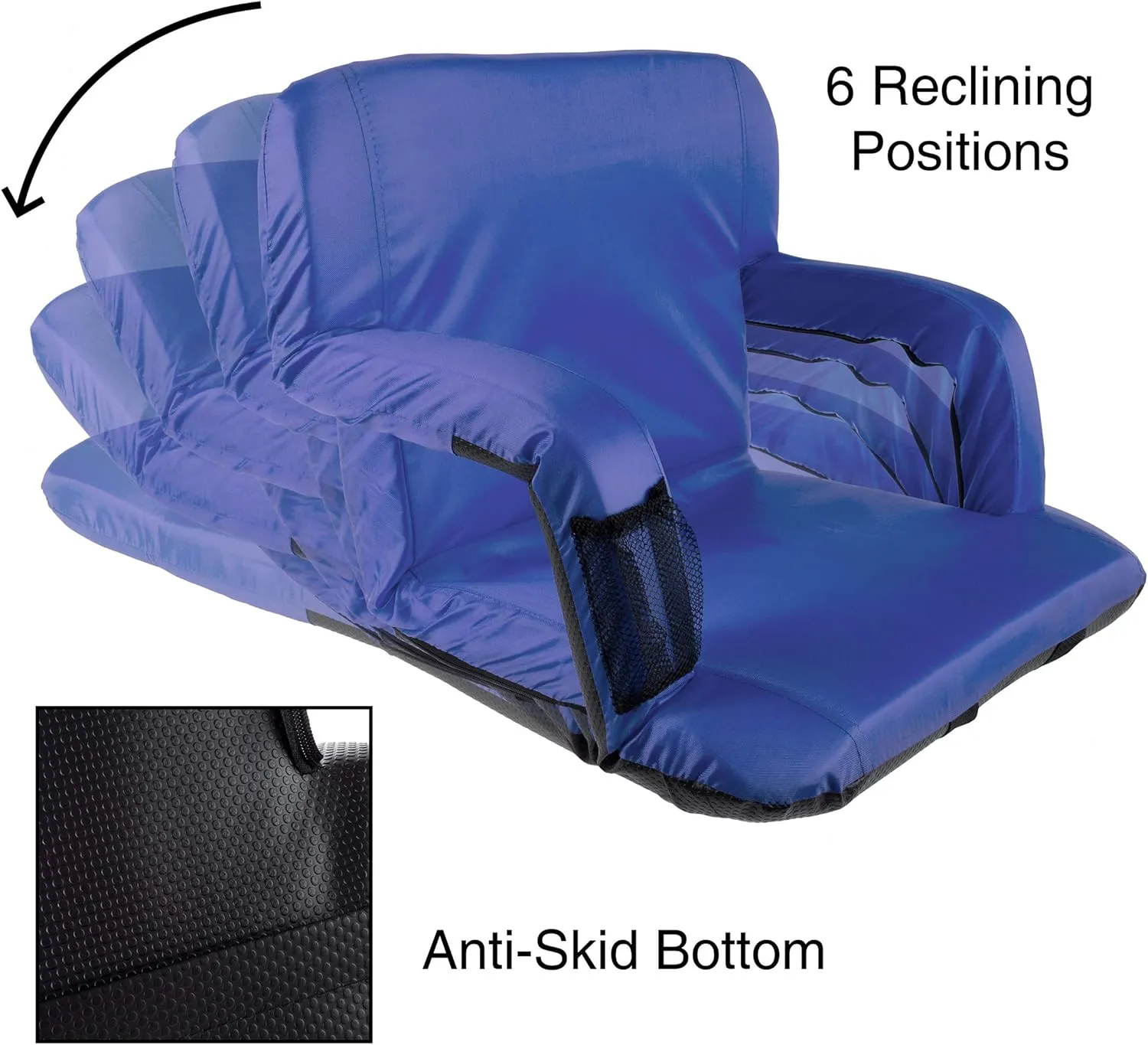 Wakeman Outdoors Wide Stadium Seat Chair Bleacher Cushion- Padded Back Support, Armrests