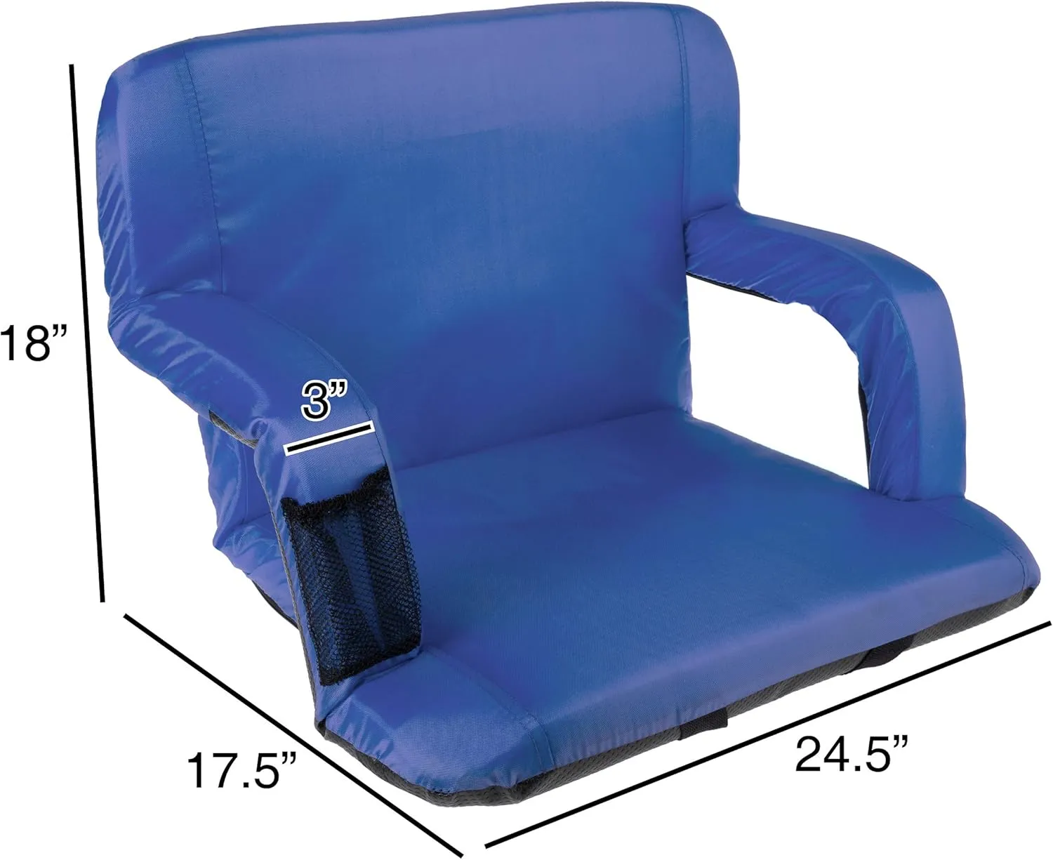 Wakeman Outdoors Wide Stadium Seat Chair Bleacher Cushion- Padded Back Support, Armrests