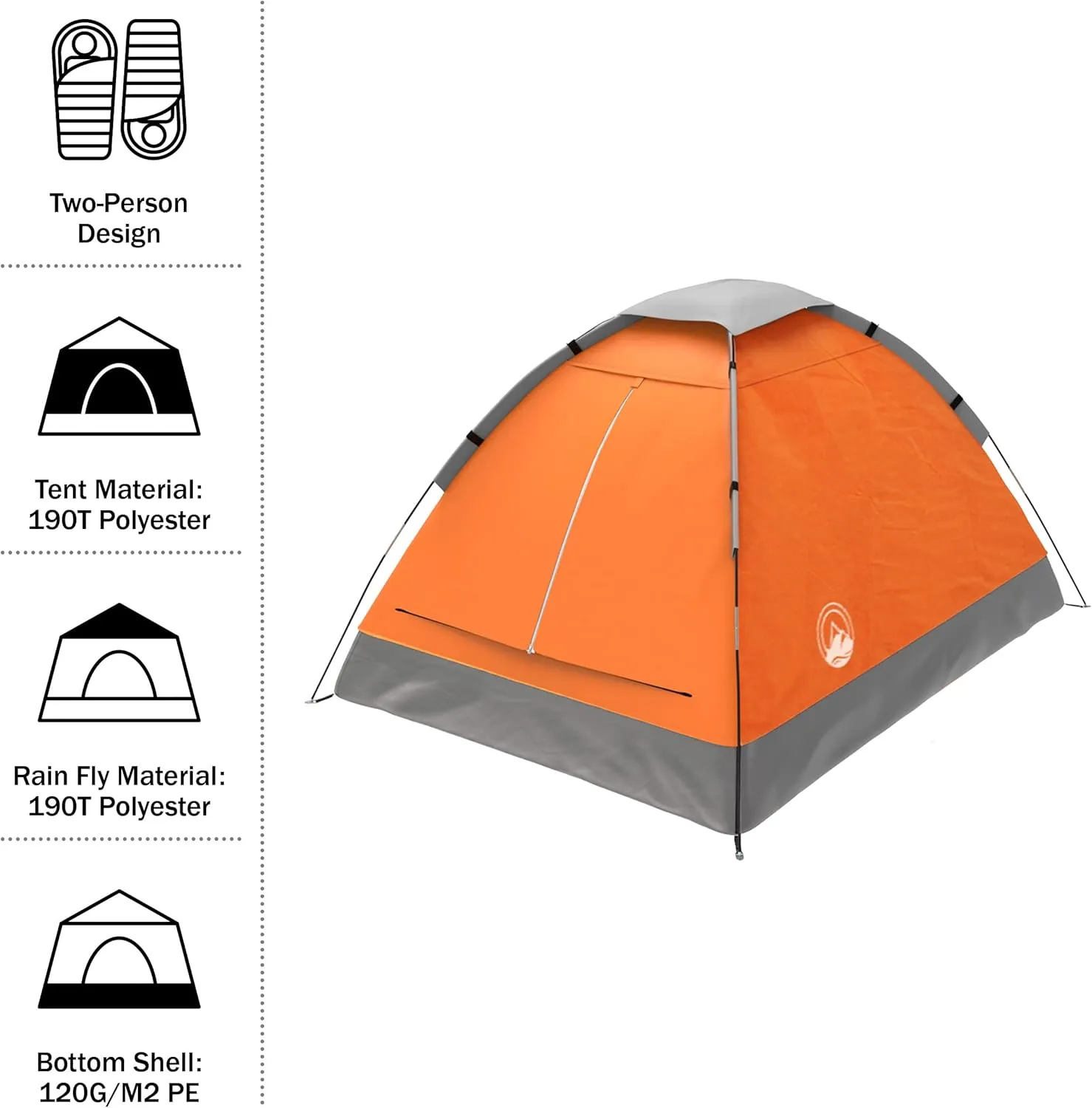 Wakeman Tents 2-Person Tent with Removable Rain Fly and Carry Bag - Includes Pop-Up Privacy Tent, Dressing Room, or Portable Shower - Camping Gear by Wakeman