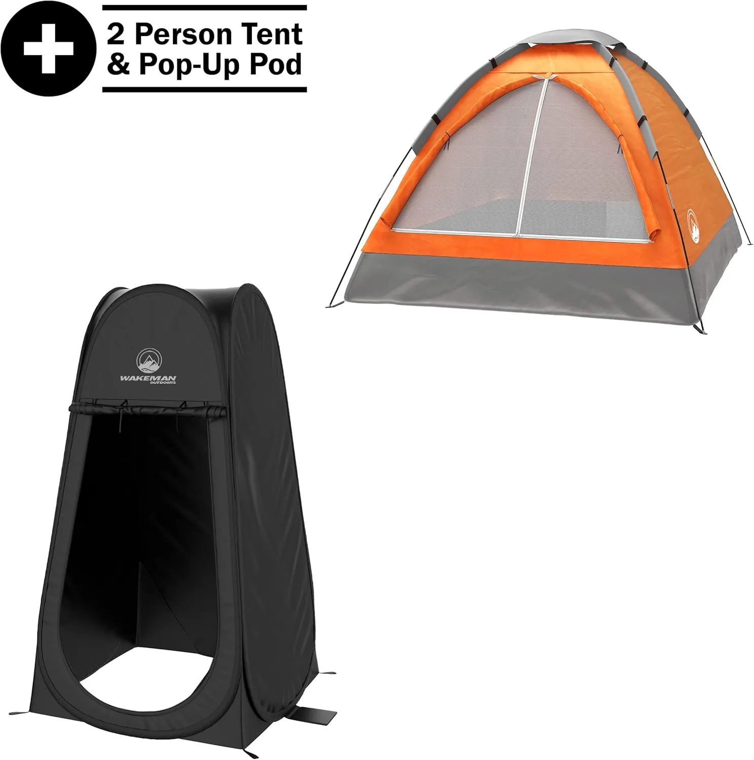 Wakeman Tents 2-Person Tent with Removable Rain Fly and Carry Bag - Includes Pop-Up Privacy Tent, Dressing Room, or Portable Shower - Camping Gear by Wakeman