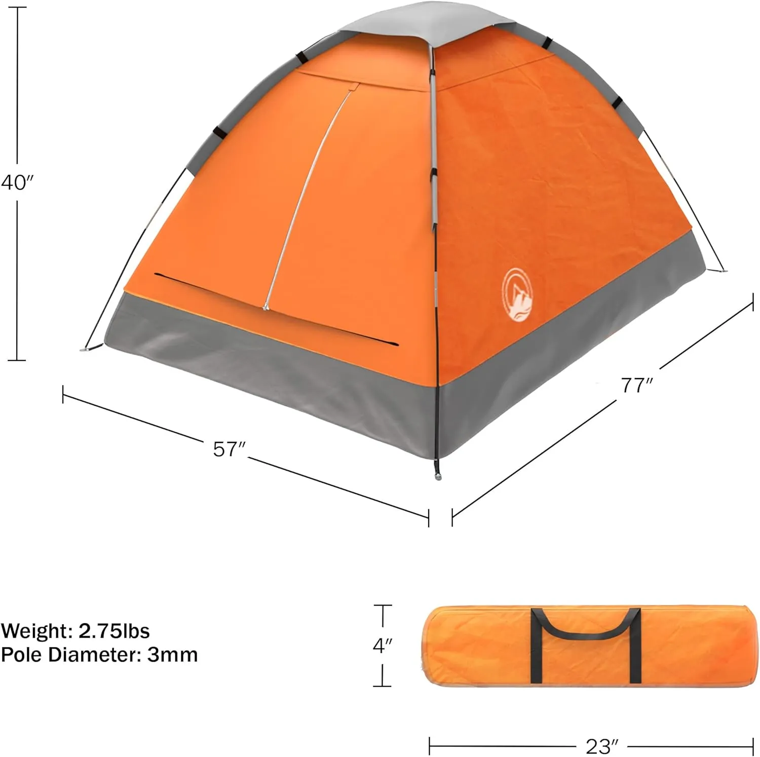 Wakeman Tents 2-Person Tent with Removable Rain Fly and Carry Bag - Includes Pop-Up Privacy Tent, Dressing Room, or Portable Shower - Camping Gear by Wakeman