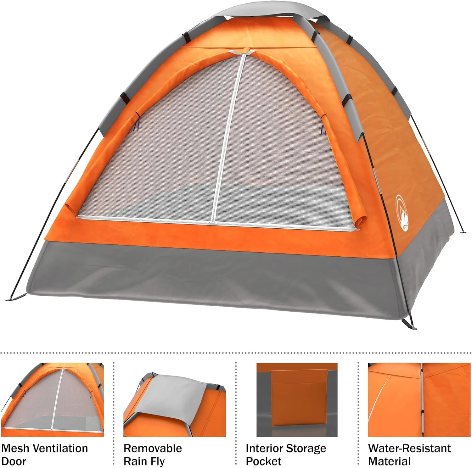 Wakeman Tents 2-Person Tent with Removable Rain Fly and Carry Bag - Includes Pop-Up Privacy Tent, Dressing Room, or Portable Shower - Camping Gear by Wakeman