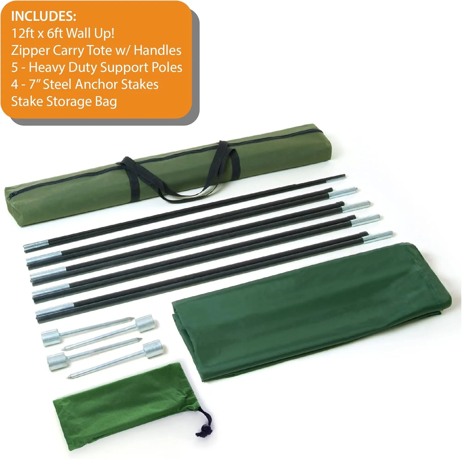 WallUp The Instant Outdoor Privacy Product, Versatile Privacy Tent, Works as a Privacy Screen, Wall Divider, Shelter, and Enclosure, Weather-Resistant, Durable, UV-Treated Cloth, 6' x 12', Green