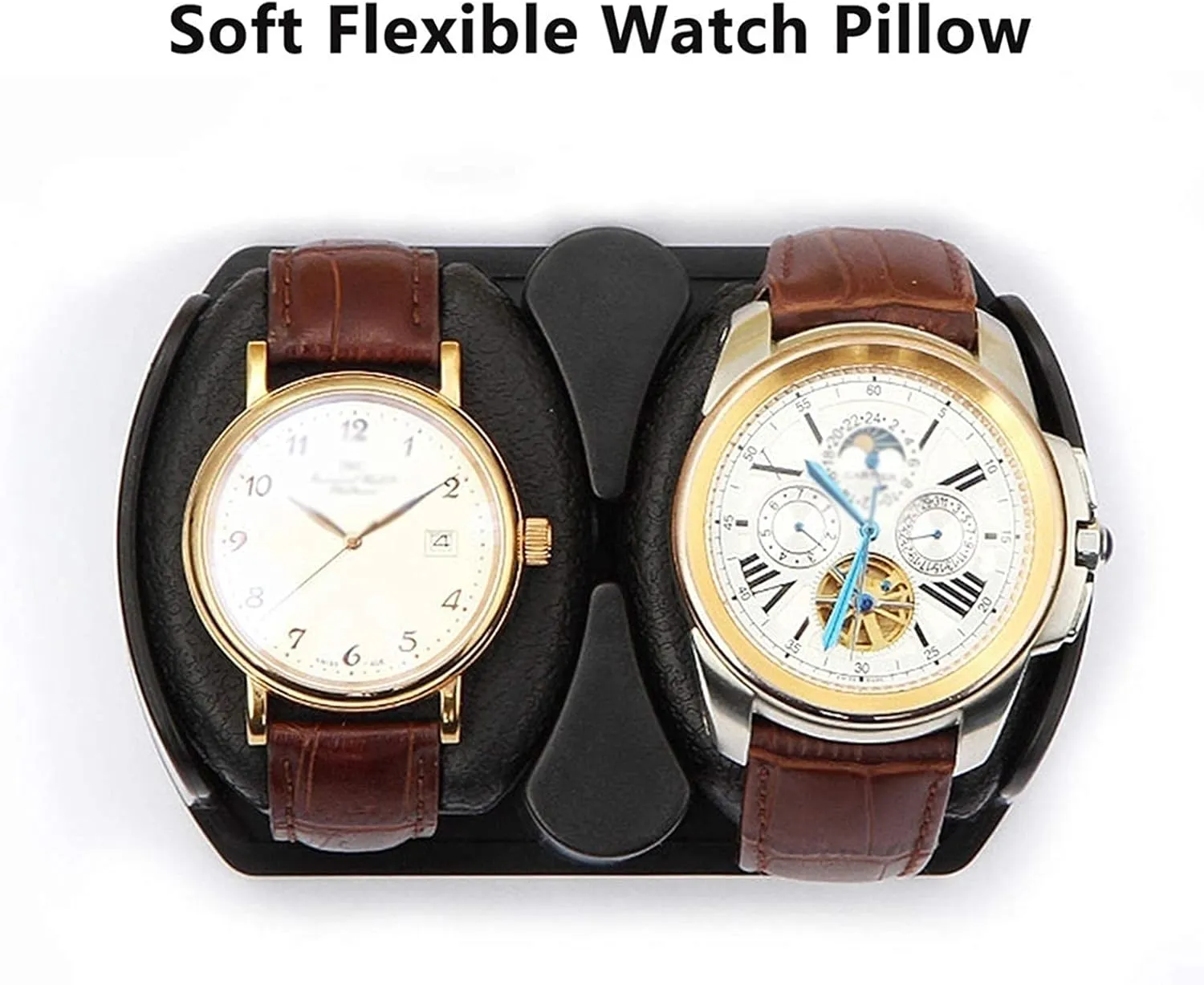 Watch Winder for Automatic Watches LED Illumination Quiet Motor Flexible Watch Pillow Dual Power Supply 4 Rotation Modes